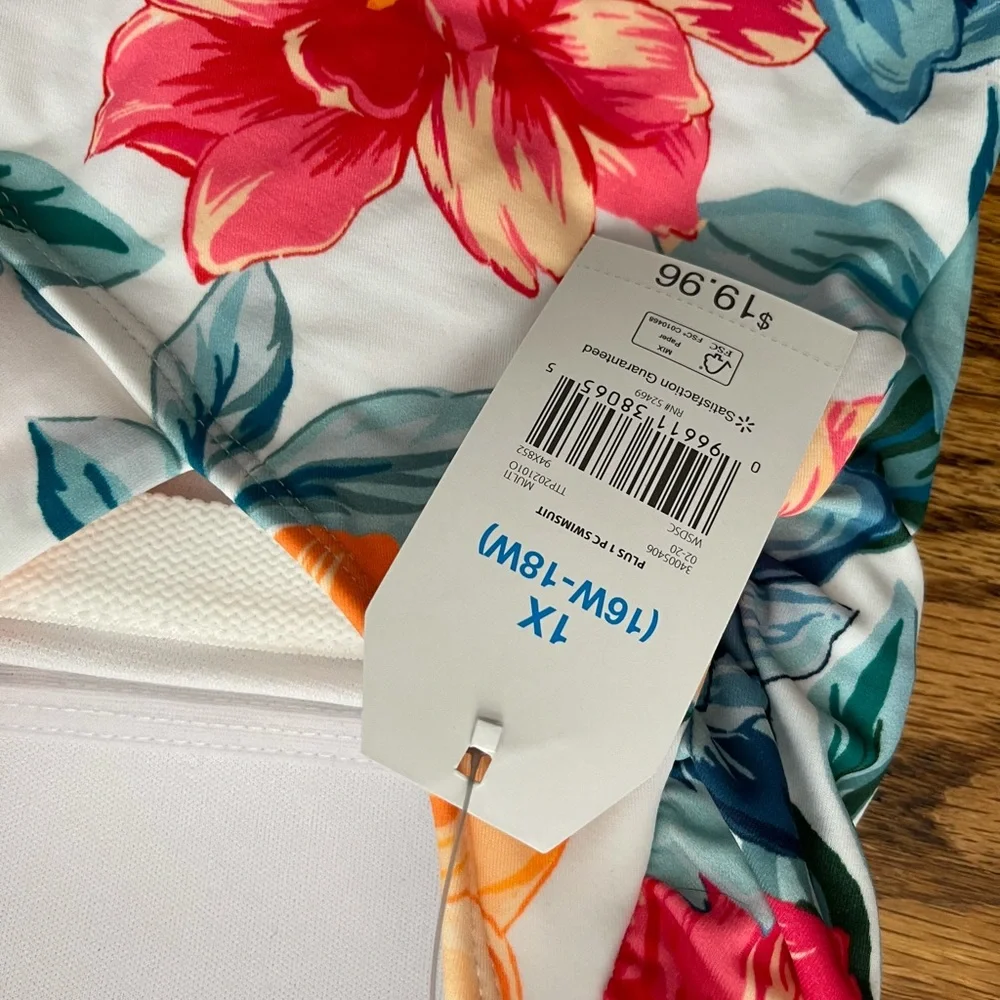 Time and Tru Floral One Piece Swimsuit - Multicolor - Picture 3 of 5
